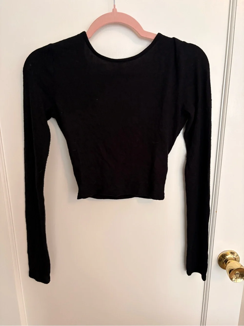ALO Yoga Black Long Sleeve Wrap Crop Top